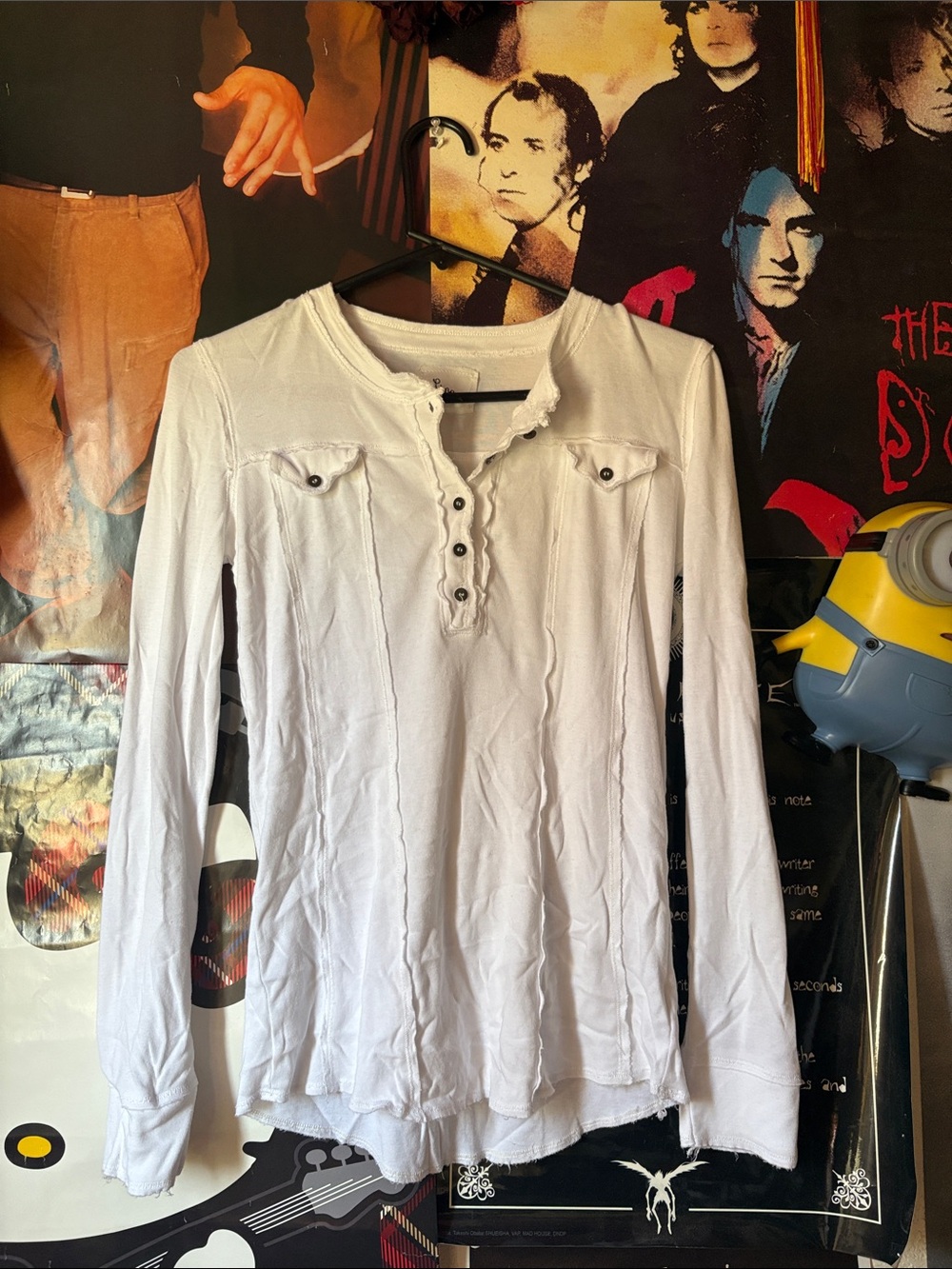 white lined long sleeve